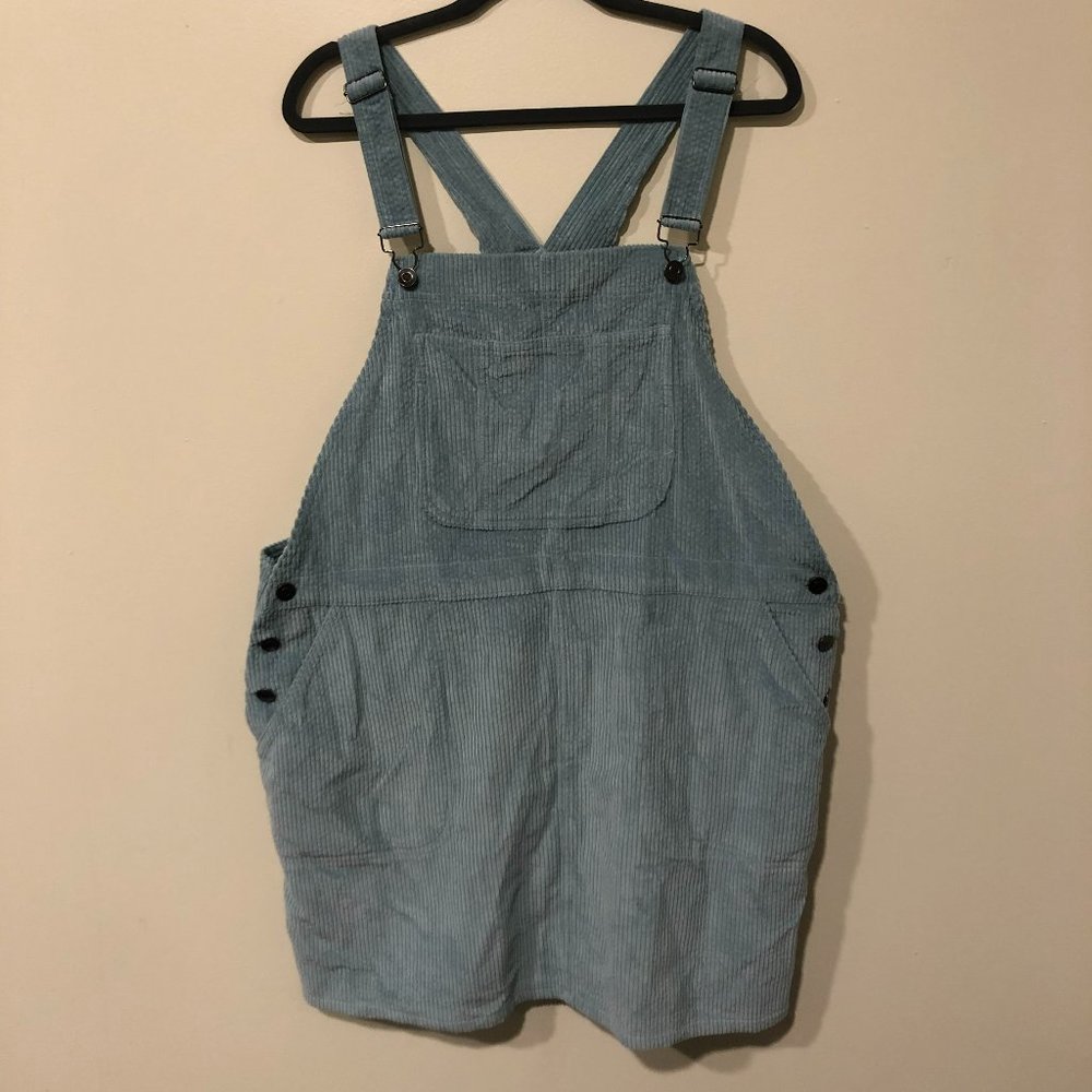 Light Blue Corduroy Overall Dress